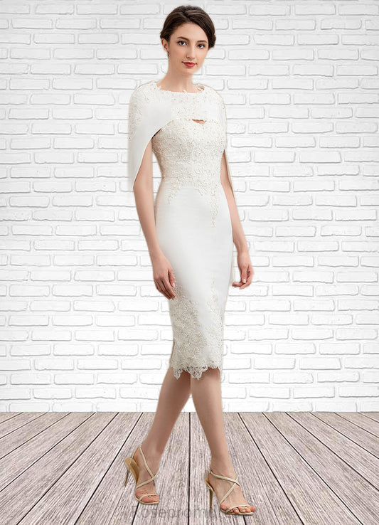 Savannah Sheath/Column Sweetheart Knee-Length Lace Stretch Crepe Mother of the Bride Dress With Beading SRS126P0014973