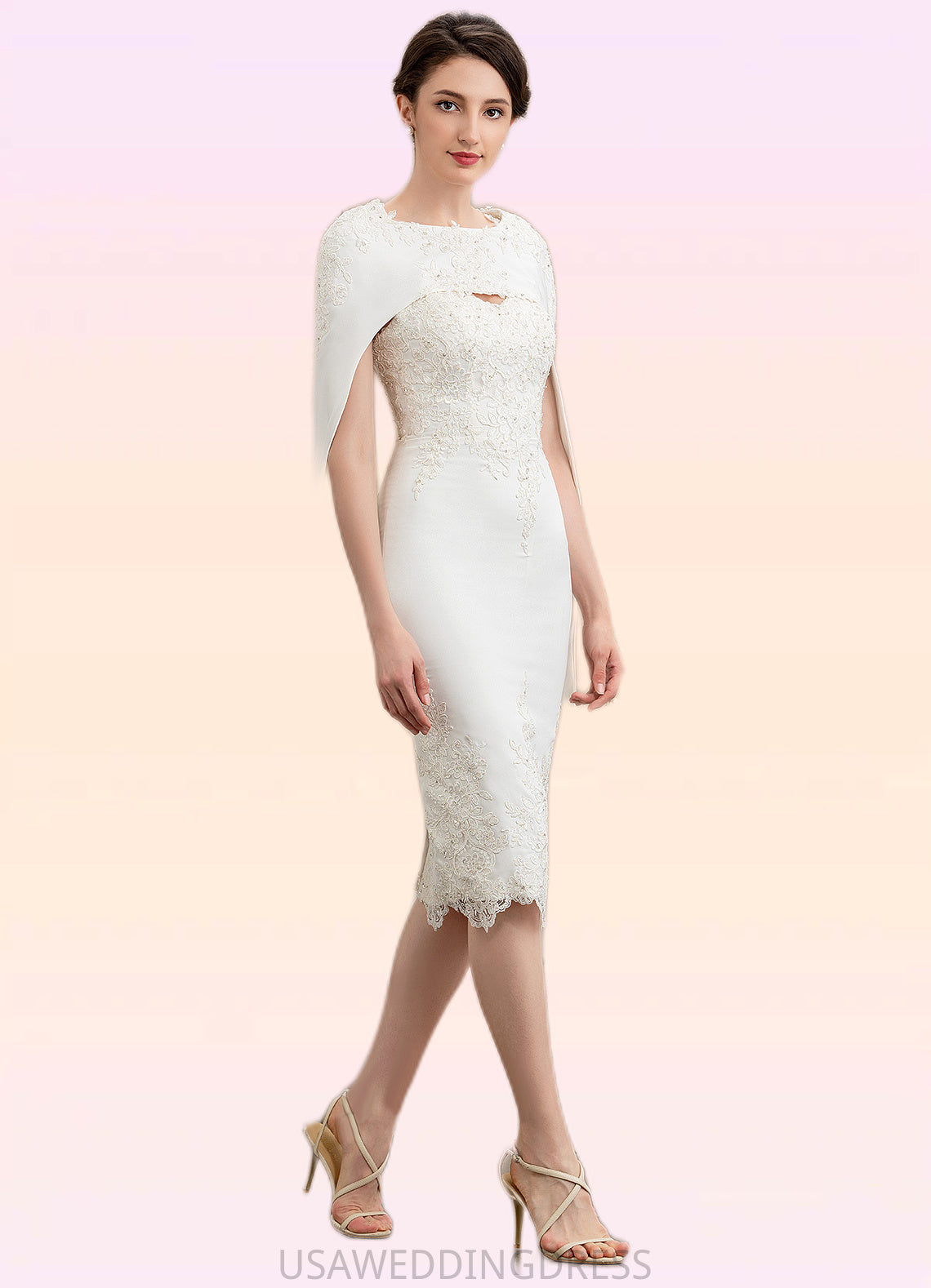Kiera Sheath/Column Sweetheart Knee-Length Lace Stretch Crepe Mother of the Bride Dress With Beading DS126P0014973