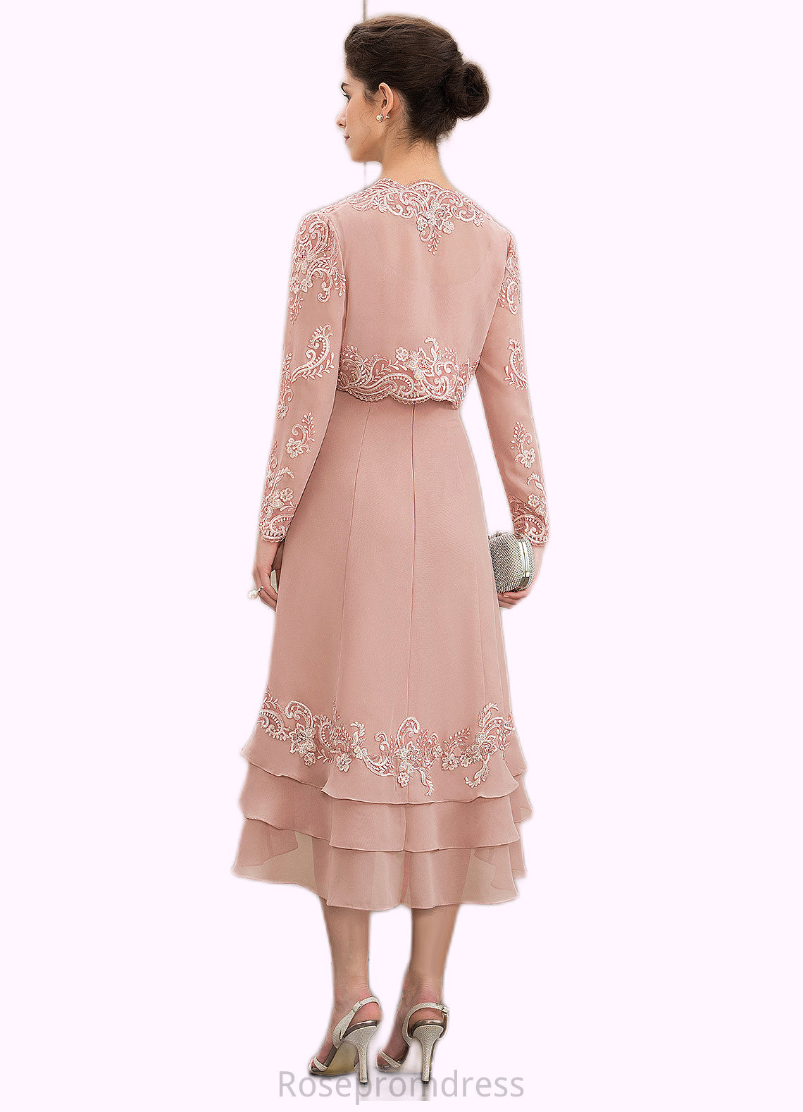 Skylar A-Line Square Neckline Asymmetrical Chiffon Mother of the Bride Dress With Appliques Lace Cascading Ruffles SRS126P0014978