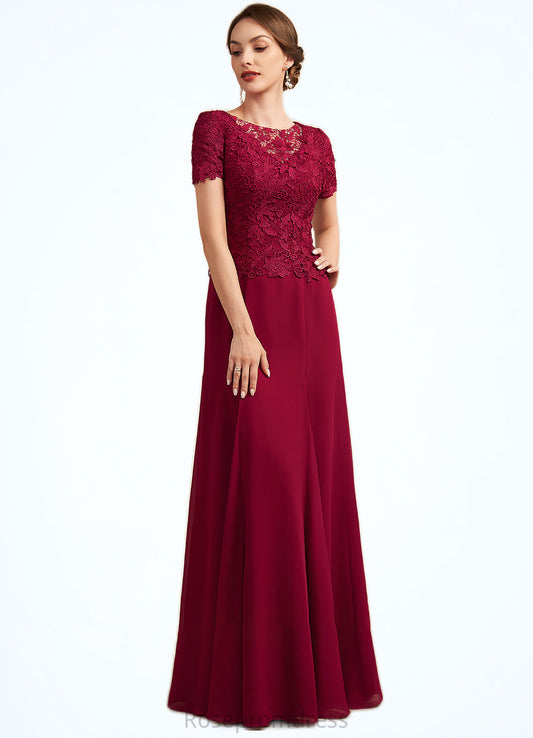Everleigh Trumpet/Mermaid Scoop Neck Floor-Length Chiffon Lace Mother of the Bride Dress SRS126P0014979