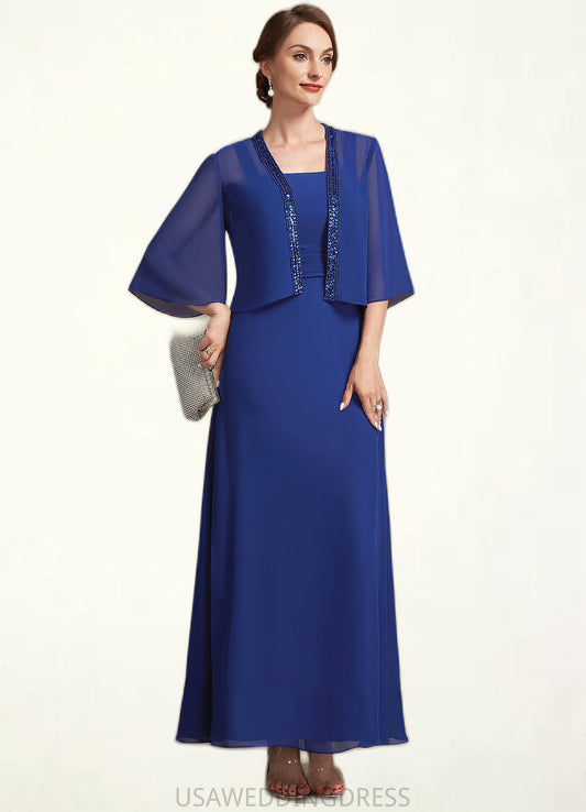 Elsa A-Line Square Neckline Ankle-Length Chiffon Mother of the Bride Dress With Ruffle DS126P0014982