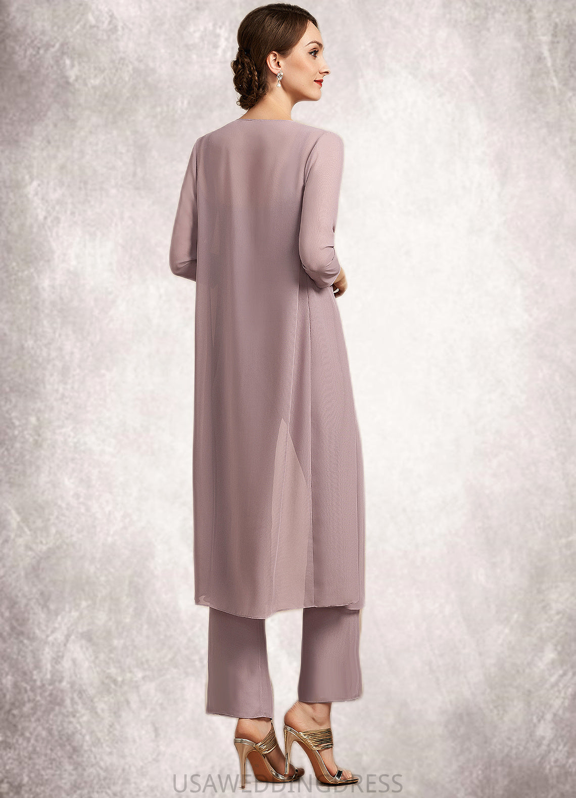 Serenity Jumpsuit/Pantsuit Square Neckline Ankle-Length Chiffon Mother of the Bride Dress With Ruffle DS126P0014984