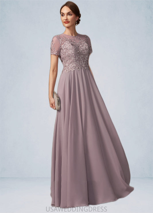 Norma A-Line Scoop Neck Floor-Length Chiffon Lace Mother of the Bride Dress With Beading Sequins DS126P0014987