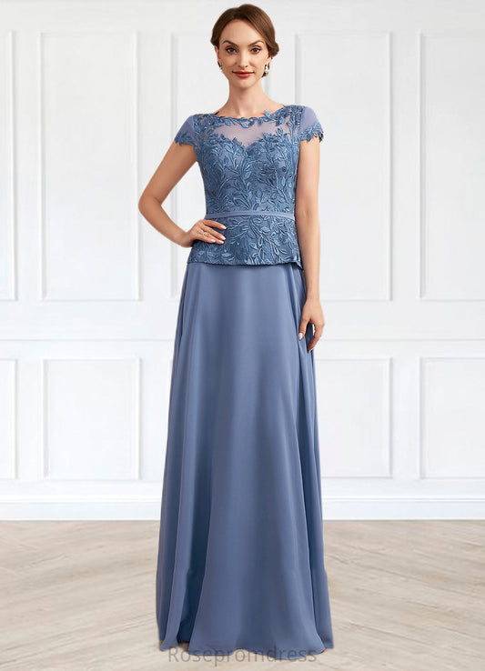 Maria A-Line Scoop Neck Floor-Length Chiffon Lace Mother of the Bride Dress SRS126P0014989