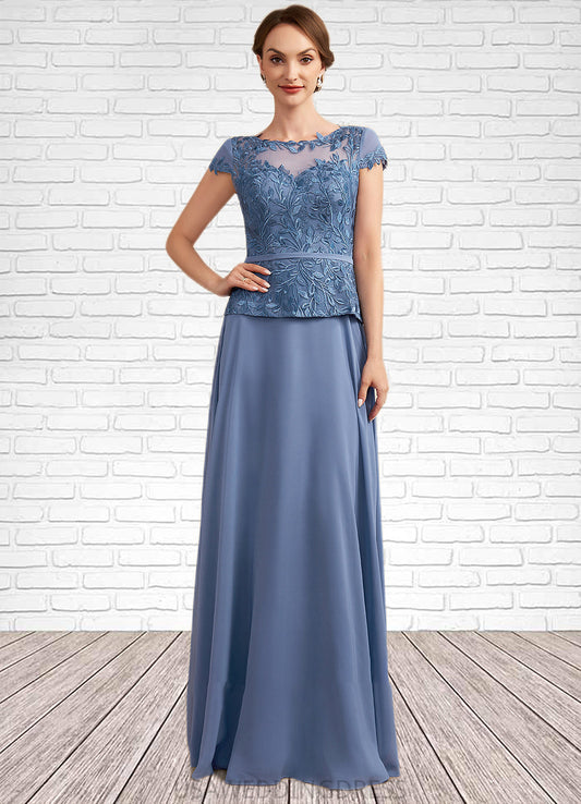 Jadyn A-Line Scoop Neck Floor-Length Chiffon Lace Mother of the Bride Dress DS126P0014989