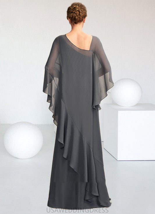 Claire Sheath/Column One-Shoulder Floor-Length Chiffon Mother of the Bride Dress DS126P0014995