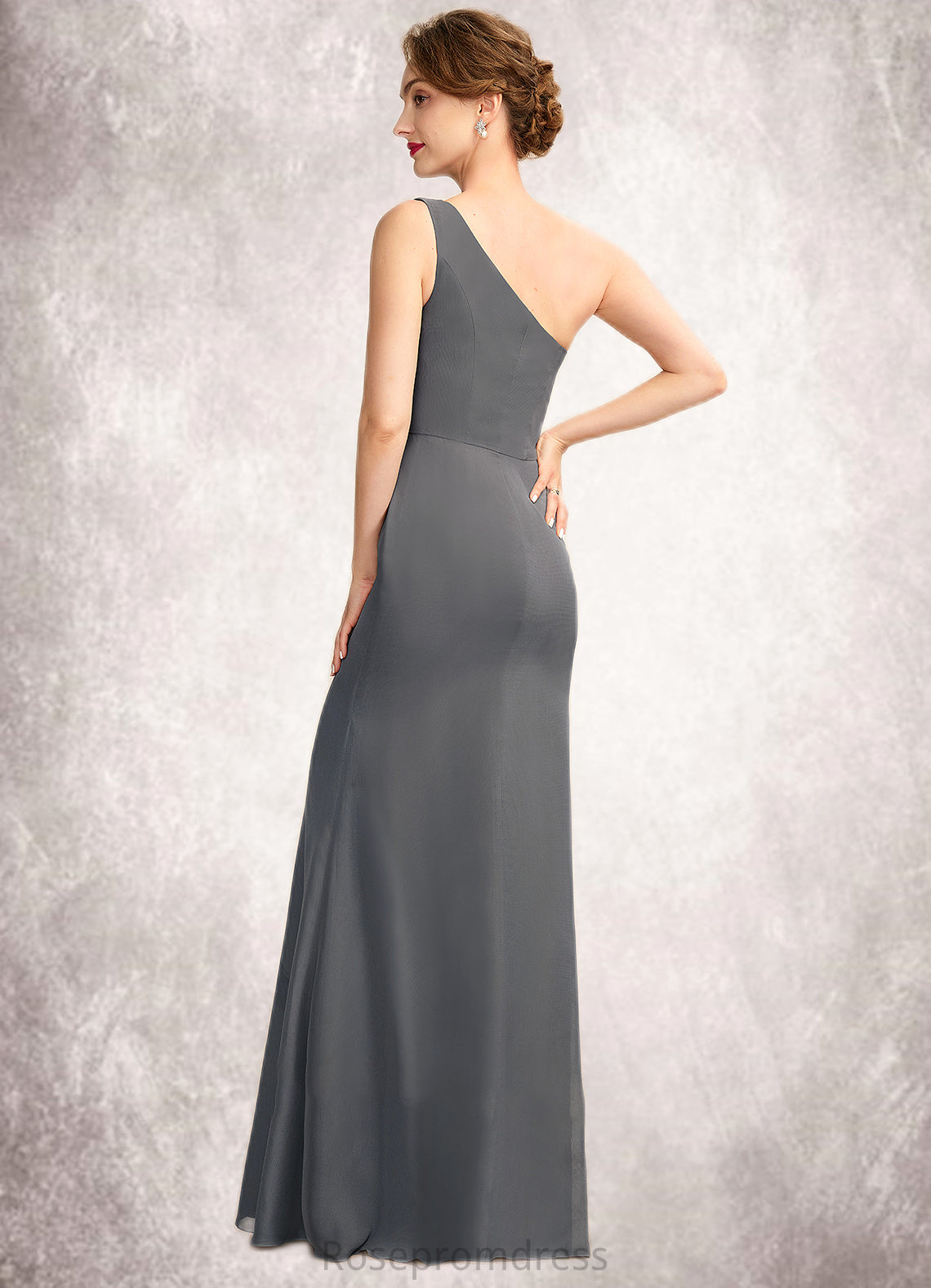 Danika Sheath/Column One-Shoulder Floor-Length Chiffon Mother of the Bride Dress SRS126P0014995