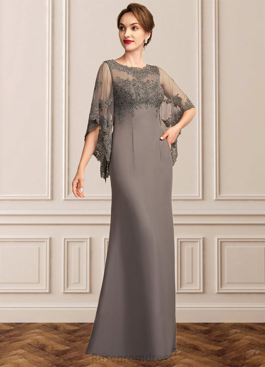 Miley Sheath/Column Scoop Neck Floor-Length Chiffon Lace Mother of the Bride Dress SRS126P0014996