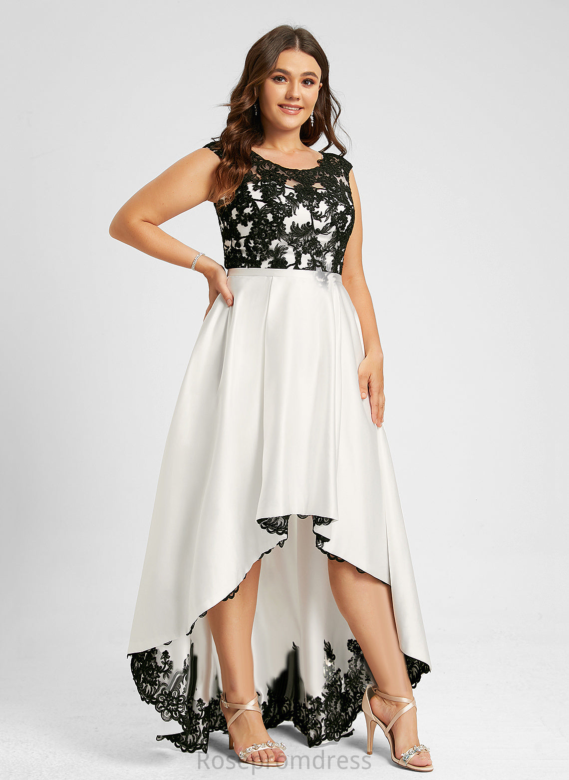 Scoop Kaylah Prom Dresses Asymmetrical Ball-Gown/Princess Lace Satin