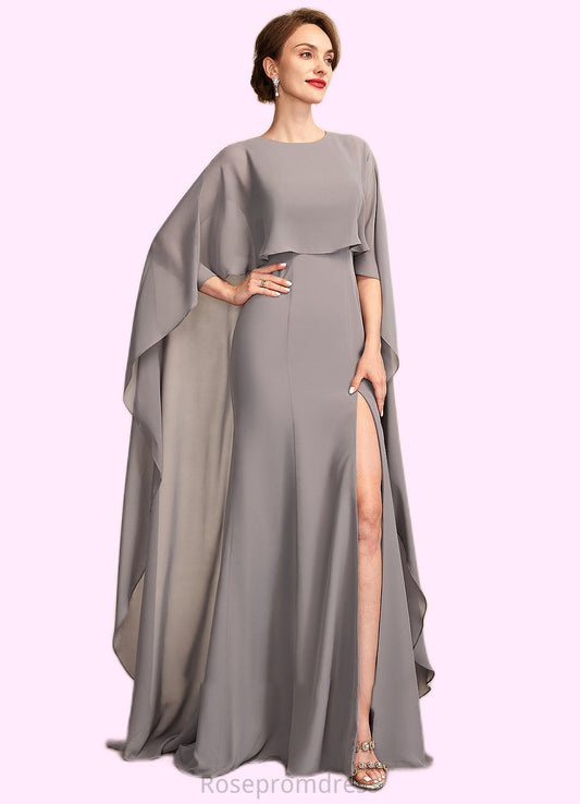 Skylar Sheath/Column Scoop Neck Sweep Train Chiffon Mother of the Bride Dress With Split Front SRS126P0015000