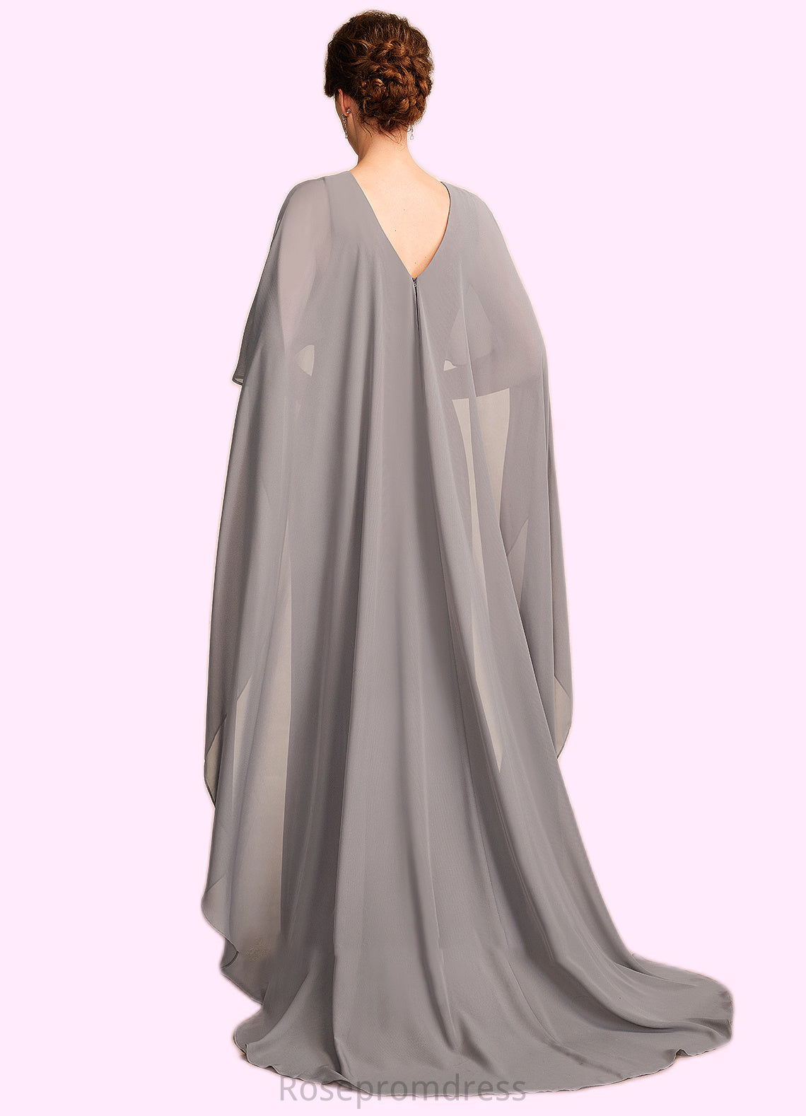 Skylar Sheath/Column Scoop Neck Sweep Train Chiffon Mother of the Bride Dress With Split Front SRS126P0015000