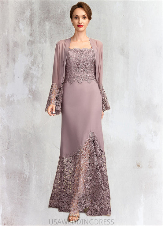 Kayleigh Trumpet/Mermaid Square Neckline Asymmetrical Chiffon Lace Mother of the Bride Dress DS126P0015001