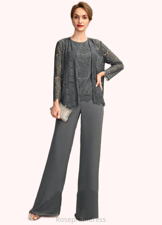 Michaelia Jumpsuit/Pantsuit Scoop Neck Floor-Length Chiffon Lace Mother of the Bride Dress SRS126P0015006