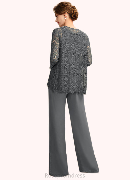 Michaelia Jumpsuit/Pantsuit Scoop Neck Floor-Length Chiffon Lace Mother of the Bride Dress SRS126P0015006