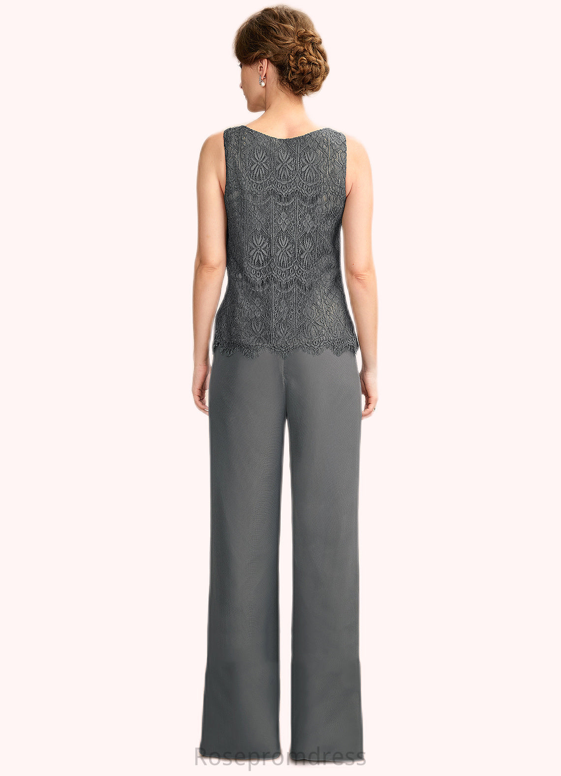 Michaelia Jumpsuit/Pantsuit Scoop Neck Floor-Length Chiffon Lace Mother of the Bride Dress SRS126P0015006