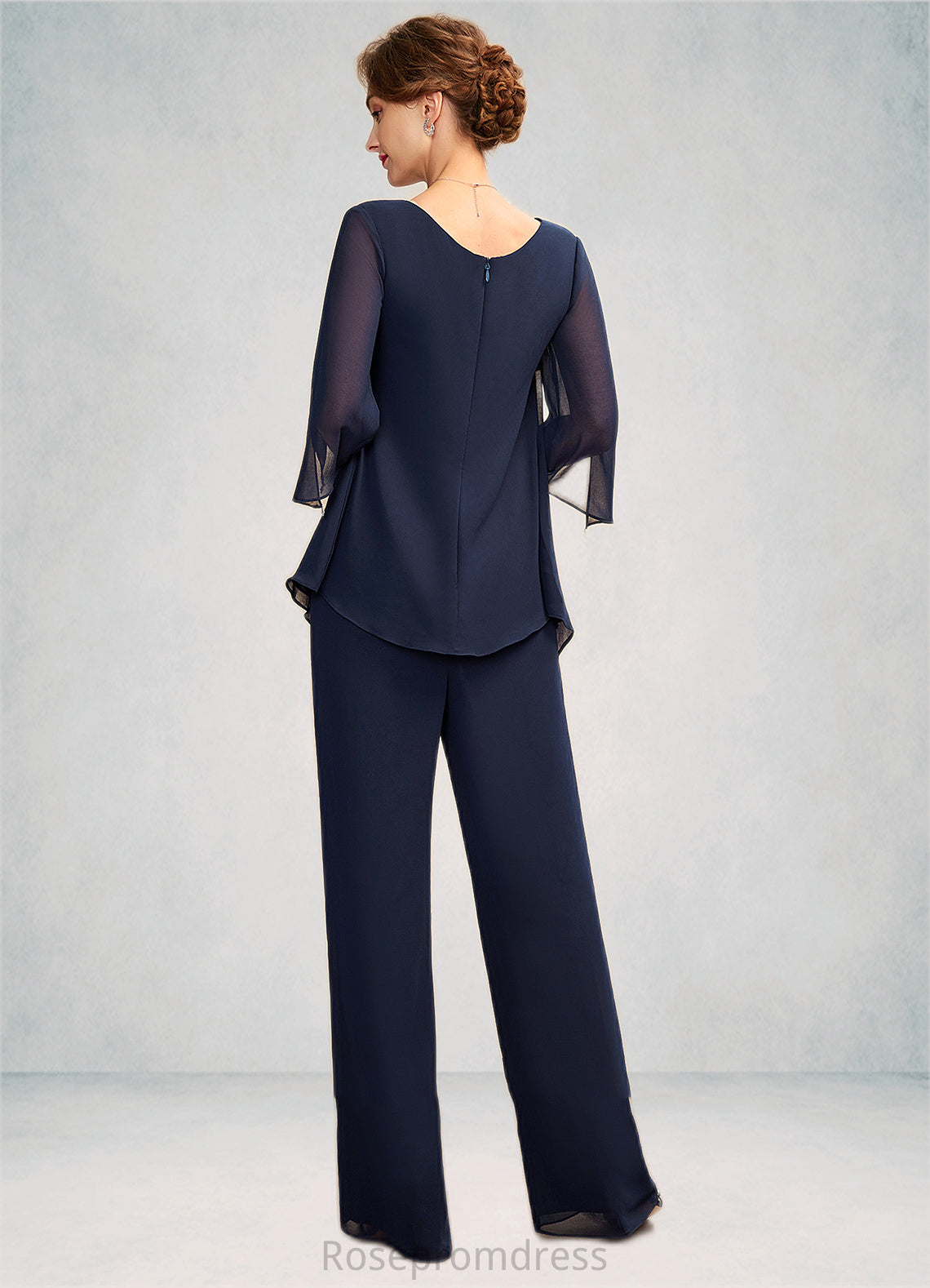 Chelsea Jumpsuit/Pantsuit V-neck Floor-Length Chiffon Mother of the Bride Dress With Cascading Ruffles SRS126P0015019