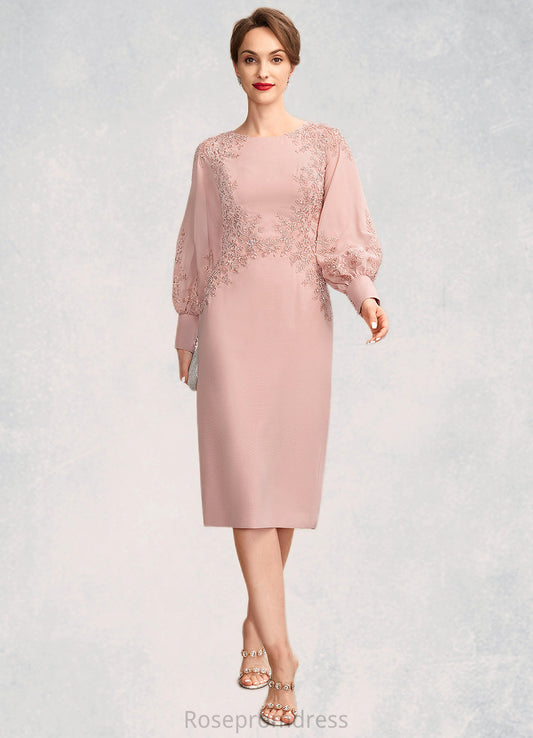 Haven Sheath/Column Scoop Neck Knee-Length Chiffon Lace Mother of the Bride Dress With Beading Sequins SRS126P0015020