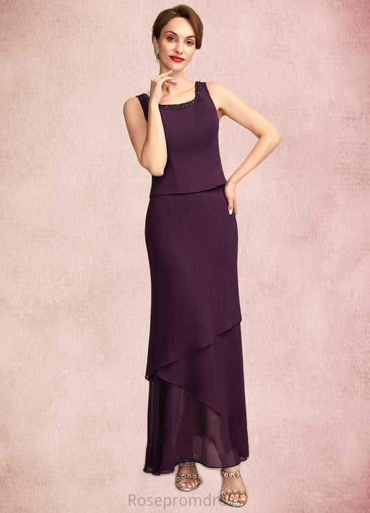Nora Sheath/Column Scoop Neck Ankle-Length Chiffon Mother of the Bride Dress With Beading Sequins SRS126P0015024