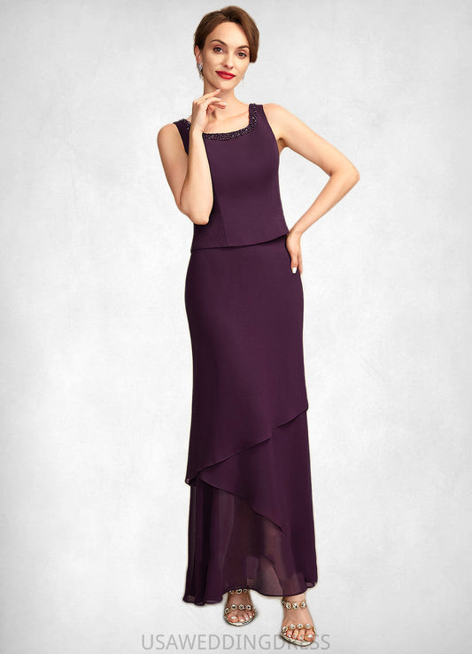 Gisselle Sheath/Column Scoop Neck Ankle-Length Chiffon Mother of the Bride Dress With Beading Sequins DS126P0015024