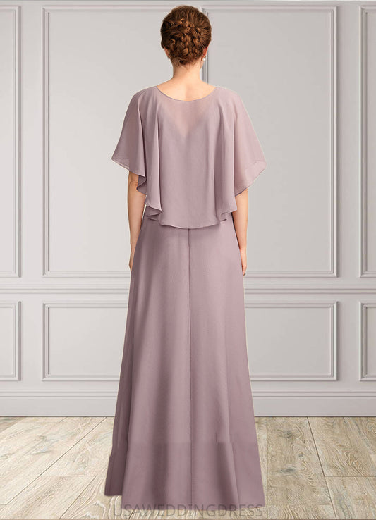 Ida A-Line V-neck Floor-Length Chiffon Mother of the Bride Dress With Ruffle DS126P0015026
