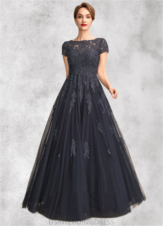 Gertie A-Line Scoop Neck Floor-Length Tulle Lace Mother of the Bride Dress With Beading DS126P0015029