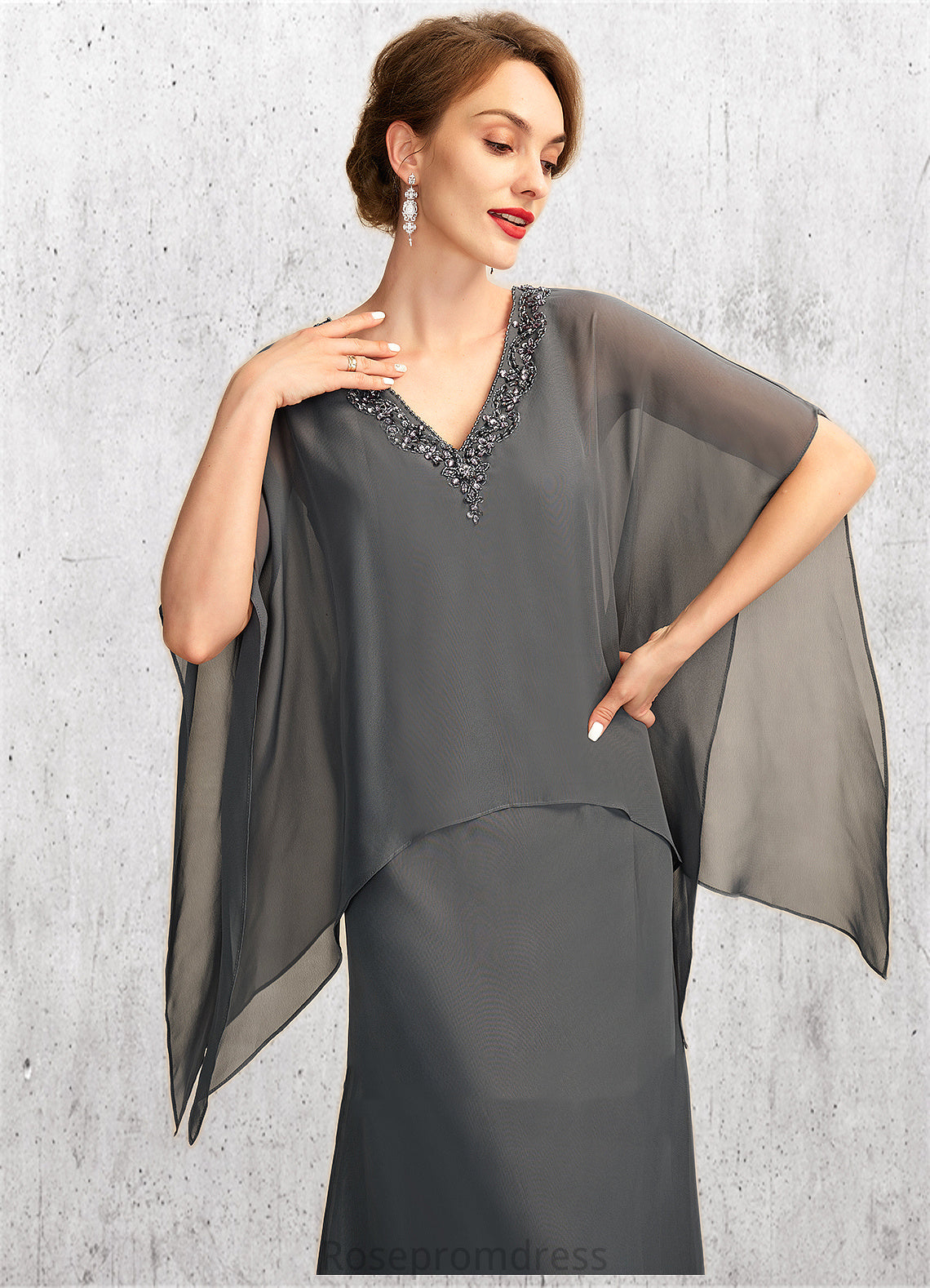 Quinn A-line V-Neck Floor-Length Chiffon Mother of the Bride Dress With Beading Sequins SRS126P0015031