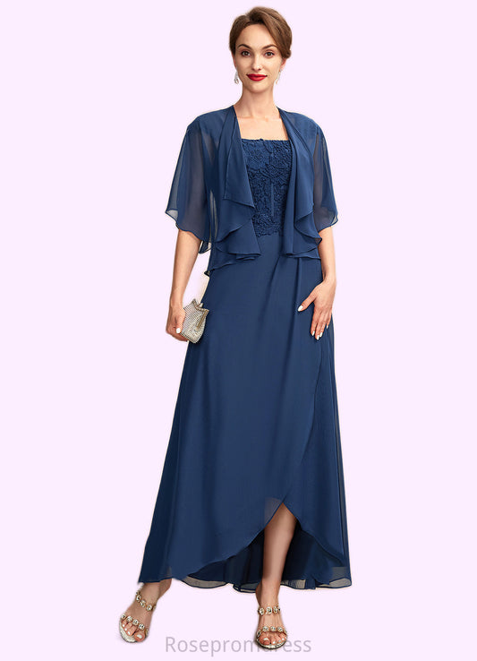 Janiah A-Line Square Neckline Asymmetrical Chiffon Lace Mother of the Bride Dress SRS126P0015034