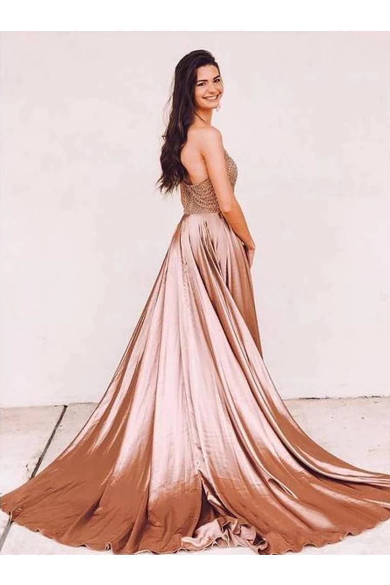 Sexy Halter Sleeveless Long Prom Dresses Cheap Beaded Evening SRSPMQ3427R