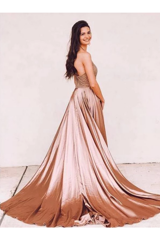 Sexy Halter Sleeveless Long Prom Dresses Cheap Beaded Evening SRSPMQ3427R