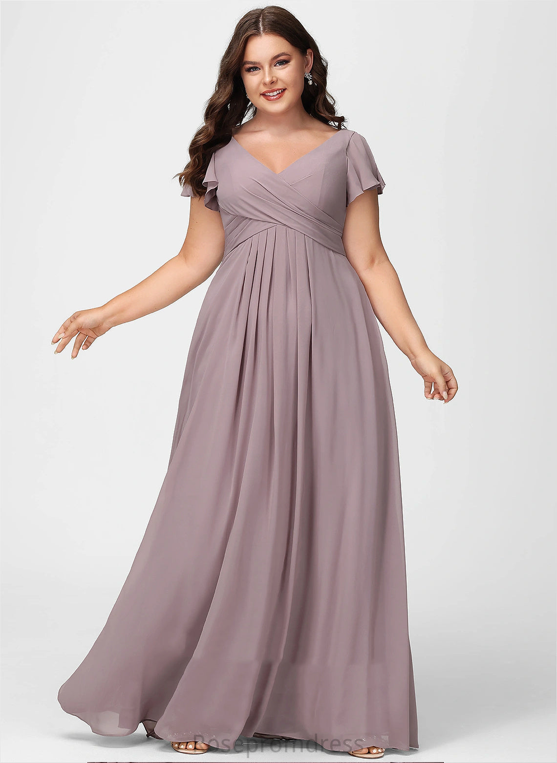 Straps&Sleeves Floor-Length Fabric Length A-line Silhouette V-Neck Neckline Tania A-Line/Princess Natural Waist Floor Length Bridesmaid Dresses