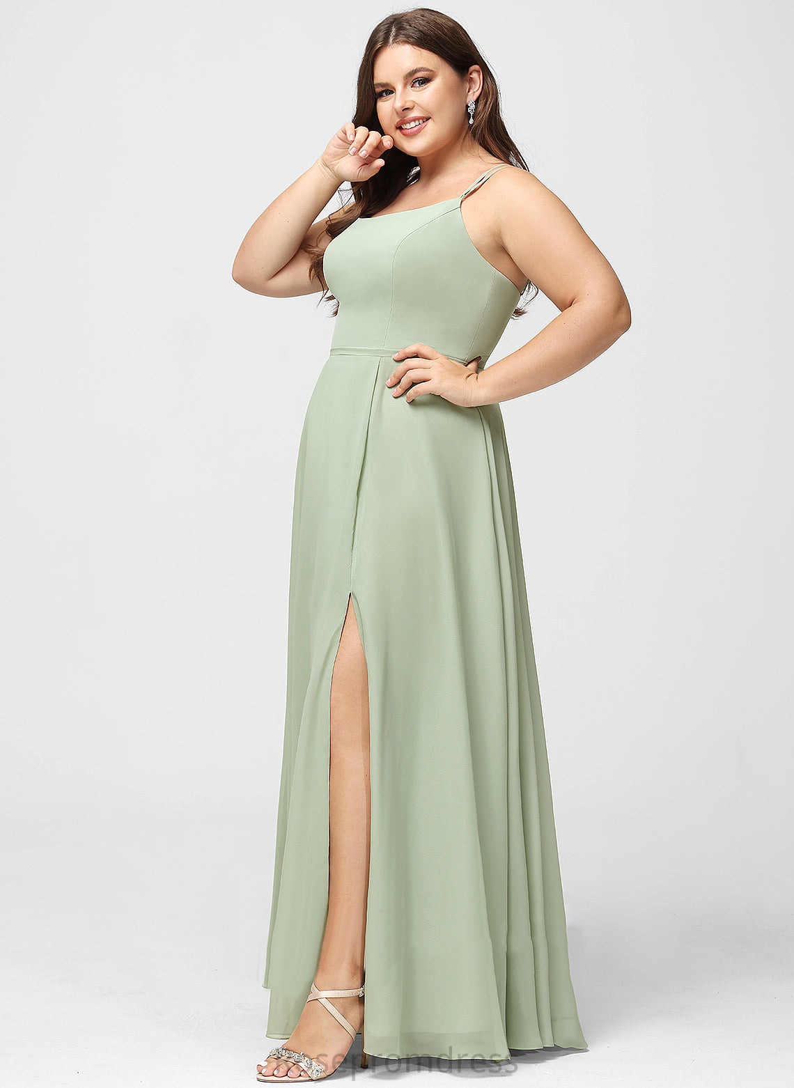 Length Straps&Sleeves A-line Floor-Length Silhouette Neckline Fabric Square Annabella Bridesmaid Dresses