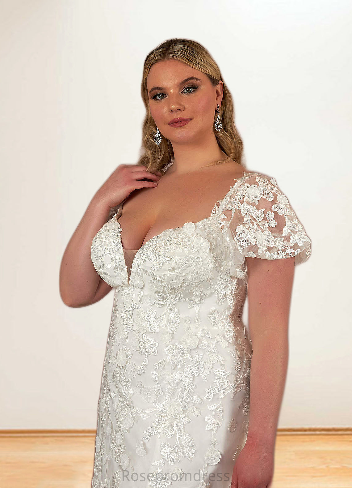 Sara A-Line Lace Sweep Train Dress SRSP0020025