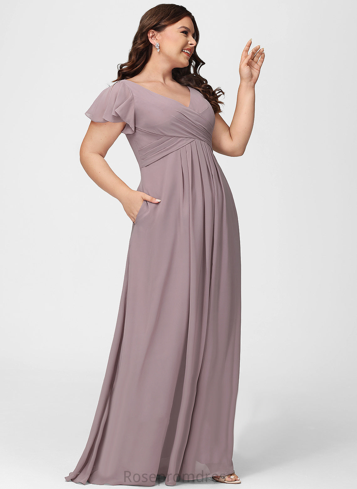 Straps&Sleeves Floor-Length Fabric Length A-line Silhouette V-Neck Neckline Tania A-Line/Princess Natural Waist Floor Length Bridesmaid Dresses