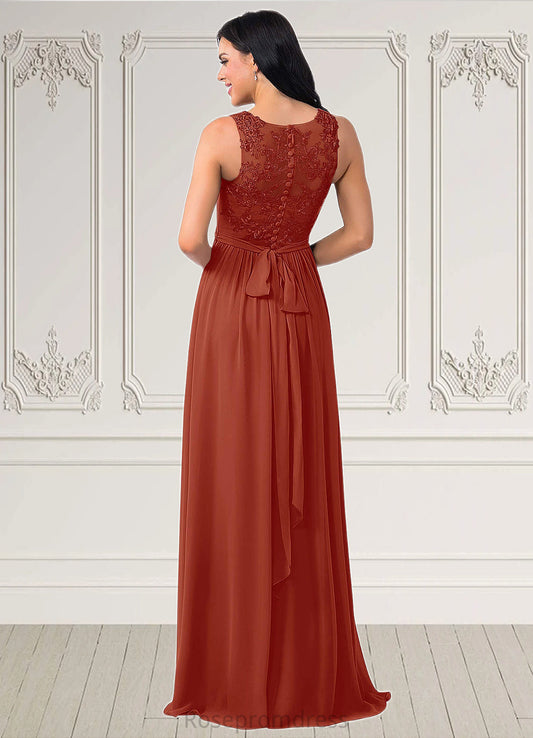 Nydia A-Line Lace Chiffon Floor-Length Dress SRSP0019704