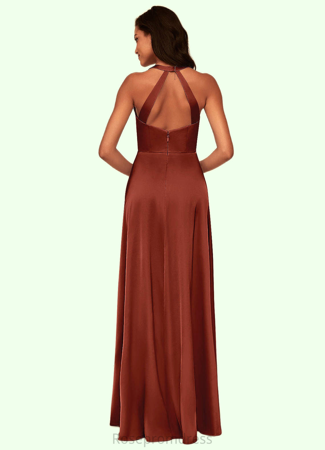 Jazmine A-Line Stretch Satin Floor-Length Dress SRSP0019649