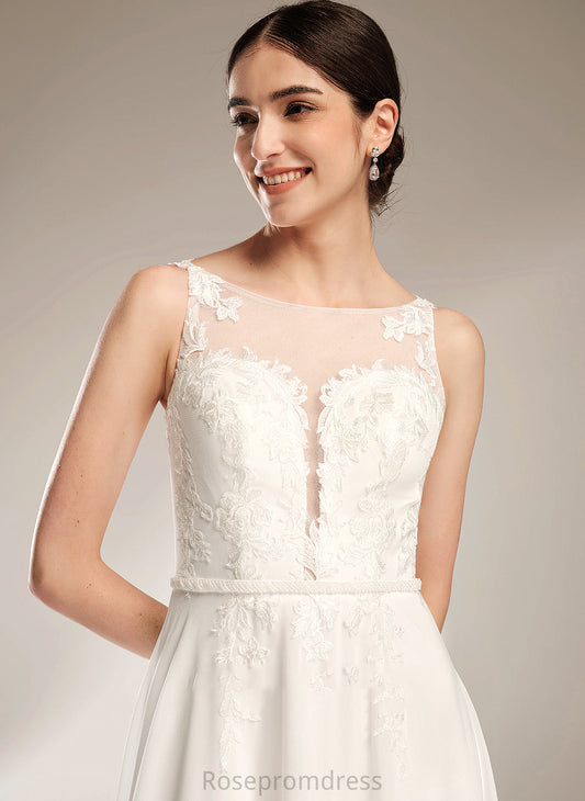 Ashley A-Line Lace Train Sequins Dress Sweep Wedding Illusion Wedding Dresses With