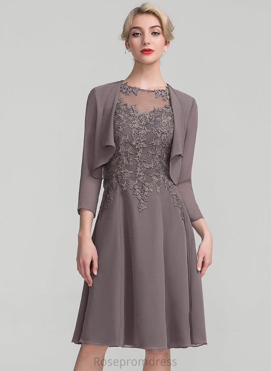 Scoop Neck Chiffon Knee-Length Dress Chloe Mother the A-Line Mother of the Bride Dresses Bride Lace of