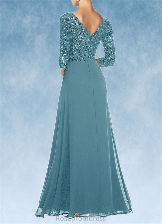 Regina A-Line Sequins Chiffon Floor-Length Dress SRSP0019887