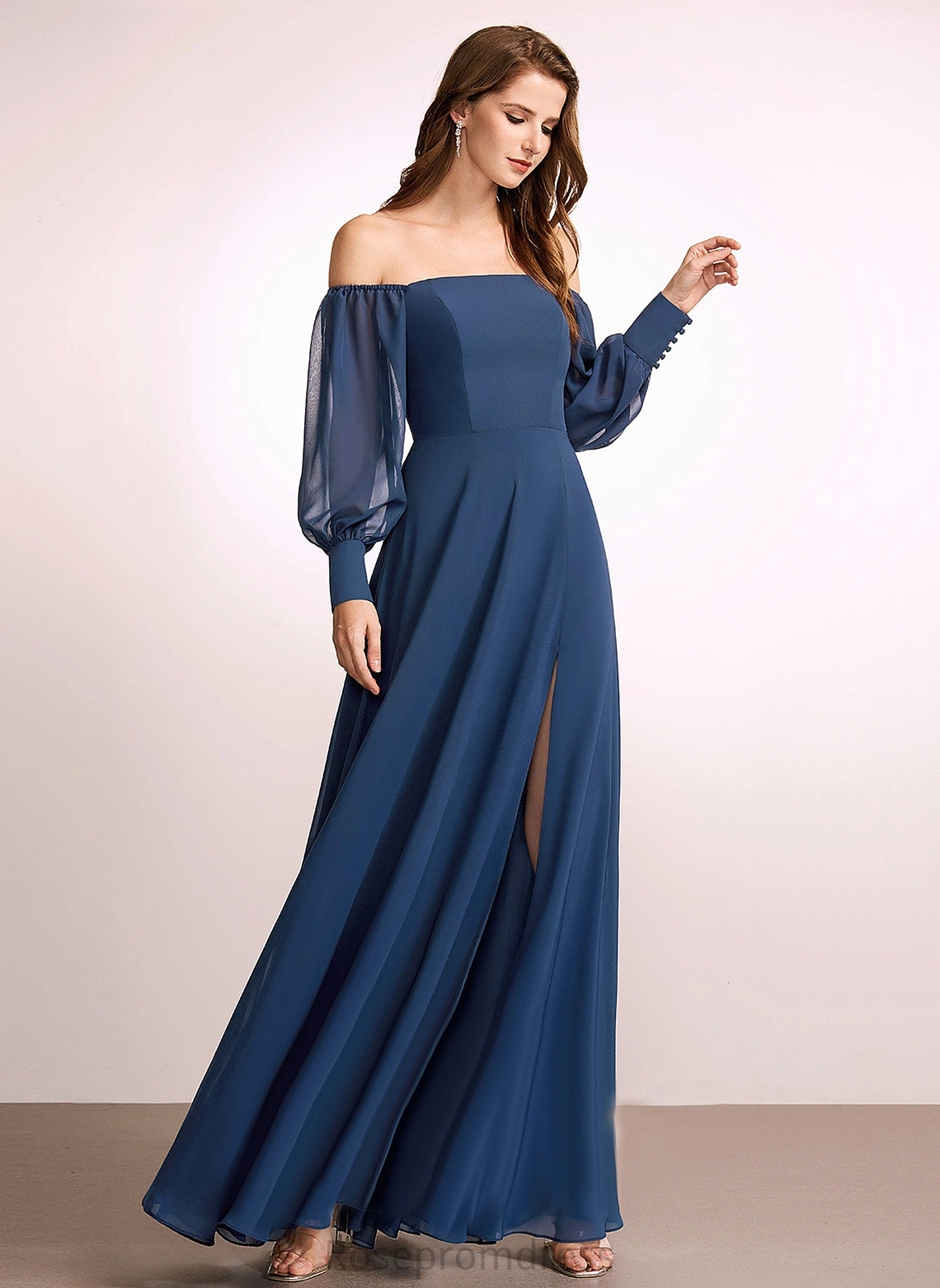 Length Straps&Sleeves A-line Silhouette Neckline Fabric Floor-Length OfftheShoulder Kiana Tulle A-Line/Princess Sleeveless Bridesmaid Dresses