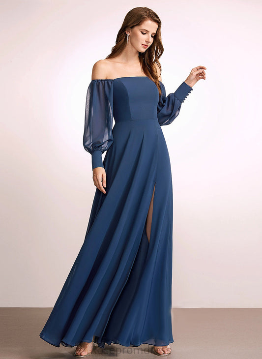 Length Straps&Sleeves A-line Silhouette Neckline Fabric Floor-Length OfftheShoulder Kiana Tulle A-Line/Princess Sleeveless Bridesmaid Dresses