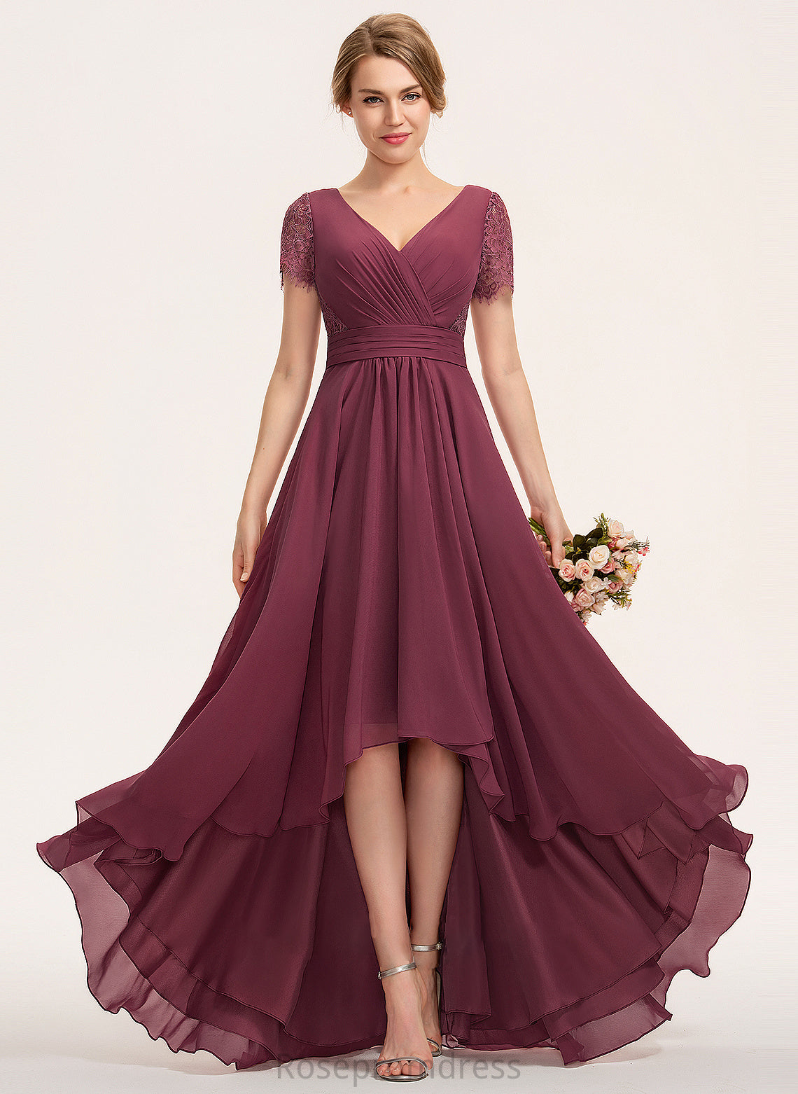 Length Silhouette A-Line Embellishment Neckline Fabric Asymmetrical Ruffle V-neck Luz Floor Length Off The Shoulder Bridesmaid Dresses