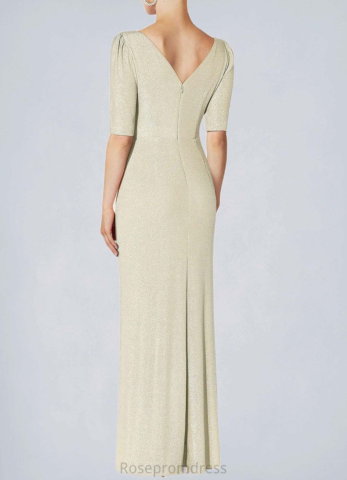 Geraldine A-Line Ruched Metallic Knit Asymmetrical Dress SRSP0019962