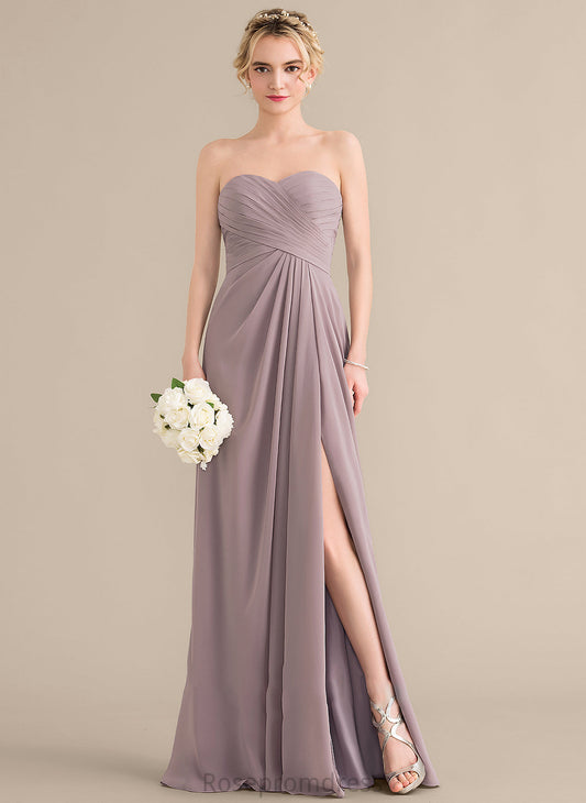 SplitFront Floor-Length Neckline Sweetheart Fabric Silhouette A-Line Length Ruffle Embellishment Kiana Spaghetti Staps Bridesmaid Dresses