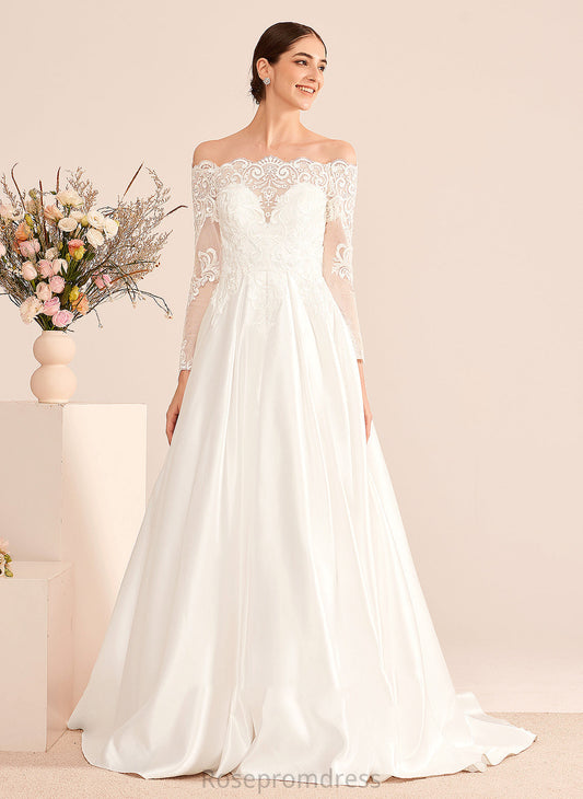Court With Erin Wedding Wedding Dresses Lace Off-the-Shoulder Dress Ball-Gown/Princess Train