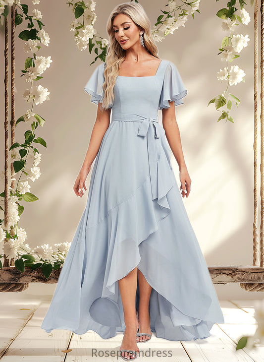 Asia A-line Square Asymmetrical Chiffon Bridesmaid Dress DSP0025796