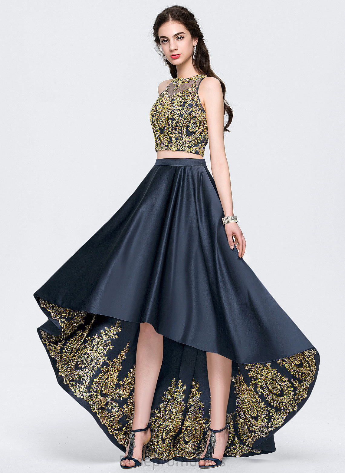 Sequins Beading Asymmetrical With Prom Dresses Satin A-Line Scoop Sonia