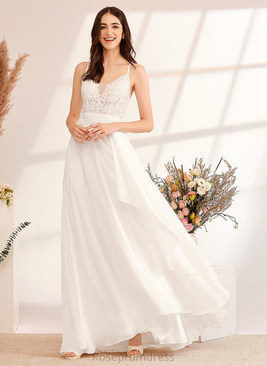 Sequins V-neck A-Line Kaia Dress With Wedding Dresses Wedding Floor-Length