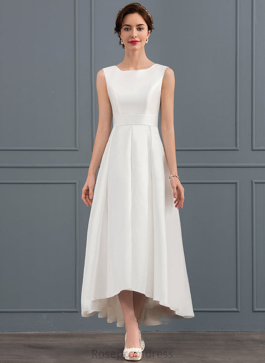 Dress Asymmetrical Wedding Square Satin Neckline Talia A-Line Wedding Dresses