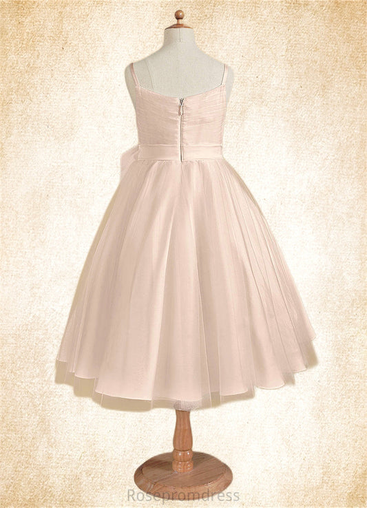 Naima A-Line Pleated Tulle Tea-Length Dress SRSP0020249