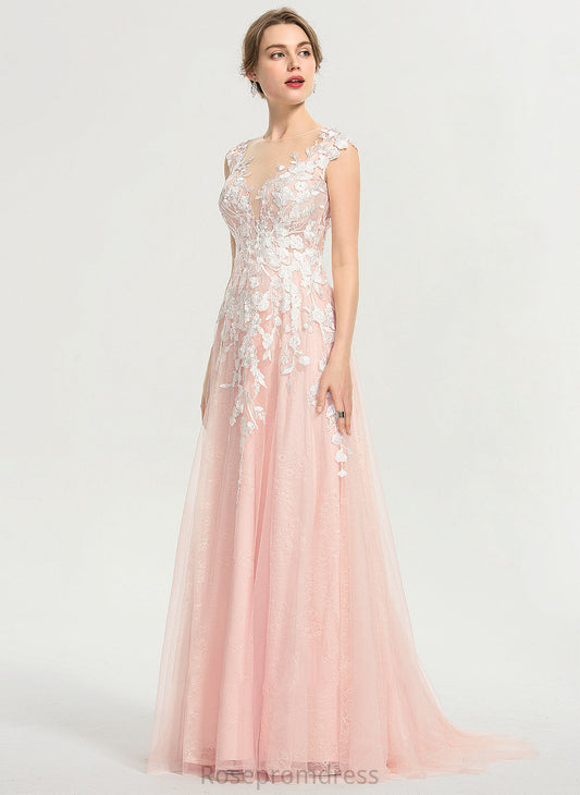 Dress A-Line Neck Wedding Scoop Wedding Dresses Nell Sweep Train Tulle